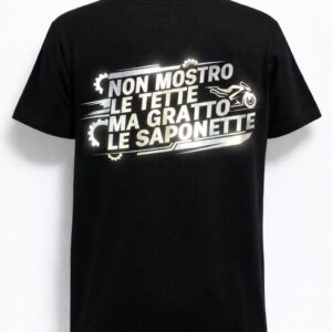 Maglietta nera con scritta ironica motociclistica