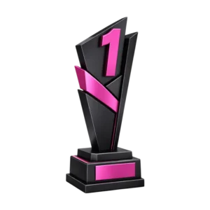 Trofeo moderno numero uno nero e rosa