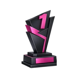 Trofeo moderno nero e rosa con numero uno