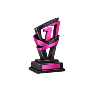 Trofeo moderno nero e rosa su base