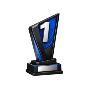 Trofeo moderno numero uno blu e nero